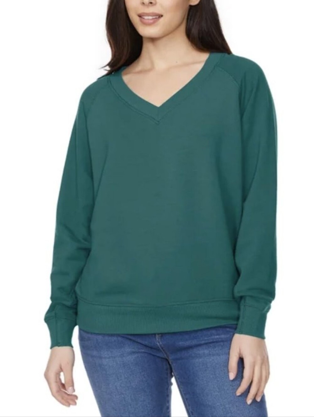 Buffalo David Bitton Super Soft Fleece V-Neck Sweatshirt Transformative Teal Lg